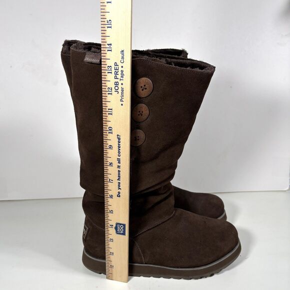 Skechers 47220 Slouch Suede Leather Boots Women’s 8.5 Fur Lined Chocolate - Picture 7 of 10